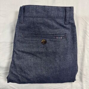 Ted Baker London Chambray Trousers Navy Blue Flat Front Men's 30R Professional